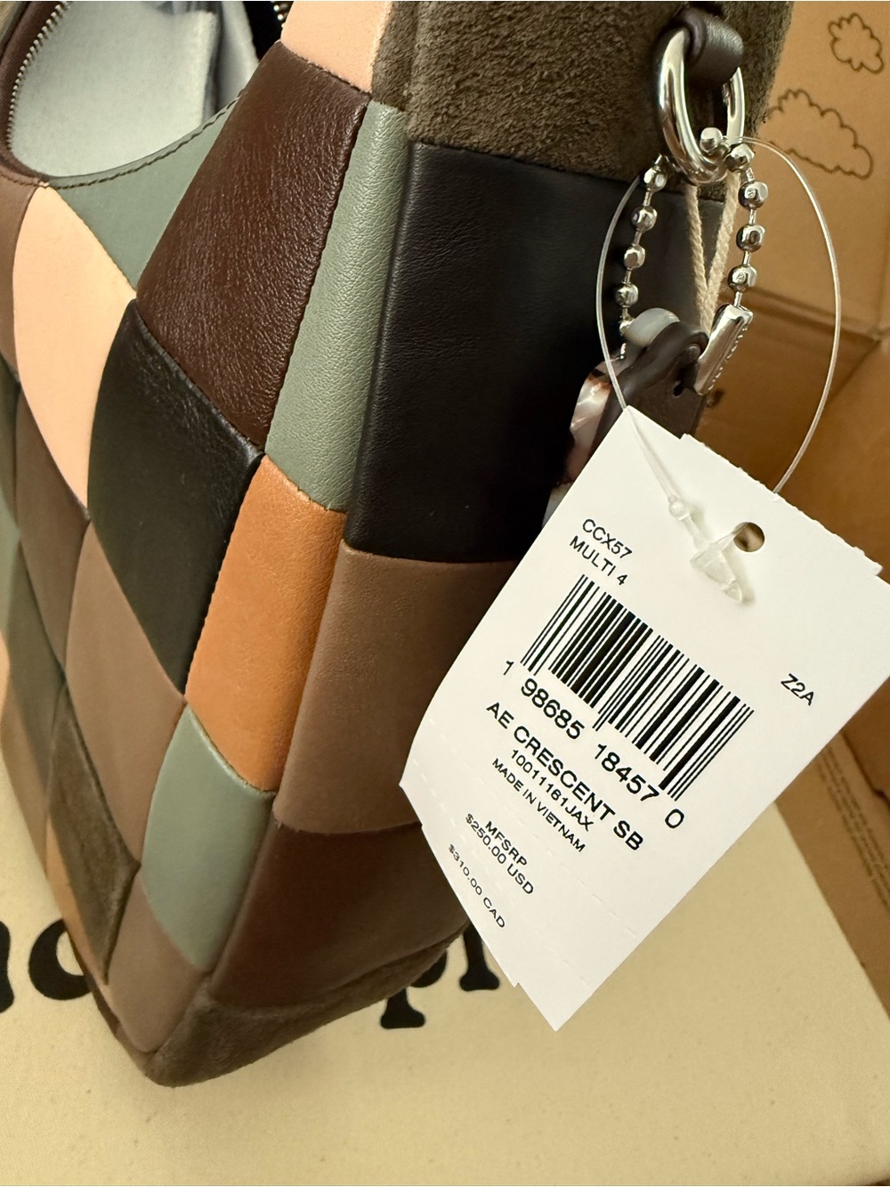 Coach Coachtopia Alter Ego Crescent Shoulder Bag Checkerboard Suede Leather - Picture 9 of 9